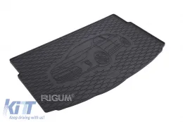 image-71-Gummimatte für den Kofferraum von Rigum geeignet für Kia Rio nach 2017, mit Fahrzeug-Silhouette-Logo, schwarz