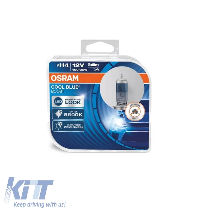Halogen Headlight Lamps H4 12V 100w/90w Cool Blue Hyper Boost Osram 64193CBB-HCB 2pcs