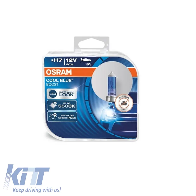 Halogen Headlight Lamps H7 12V 80w Cool Blue Hyper Boost Osram 62210CBB-HCB 2pcs
