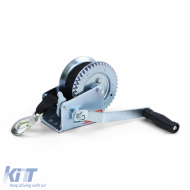 Hand winch trailer cable winch silver with 8 meter strap 600 kg