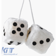 Hanging Decorative Dice Fuzzy Dice White 7x7cm 2 Pcs