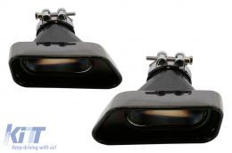 Hangtompított Kipufogó Végek BMW 5 Series Sedan Touring F10 F11 F18 550i V8 LCI Square Design fekete-image-6013748
