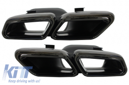 Hangtompított Kipufogó végek  Mercedes Benz S-osztály W222 E-osztály W212 S212 Facelift CLS W218 SL-osztály R231 E65 S65 SL65 AMG Design fekete kiadás-image-5987609