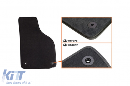 Háromrétegű textil szőnyeg garnitúra, VW Golf V 2003-2008, Golf VI 2008-2012, Scirocco 2008-2017, Jetta 2007-2010 modellekhez, kerek rögzítési ponttal, 4 darabos szett, fekete-image-6242738