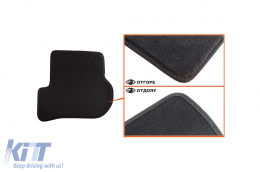 Háromrétegű textil szőnyeg garnitúra, VW Golf V 2003-2008, Golf VI 2008-2012, Scirocco 2008-2017, Jetta 2007-2010 modellekhez, kerek rögzítési ponttal, 4 darabos szett, fekete-image-6242740