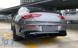 Hátsó diffúzor és ezüst kipufogóvégek Mercedes CLA X118 Shooting Brake / C118 Coupe Sport Line (2019-től) modellekhez, CLA35 Dizájn-image-6327599