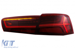Hátsó Lámpák Full LED Audi A6 4G C7 Limousine (2011-2014) Piros/Áttetsző Facelift Design Sorozatos, Dinamikus LED irányjelzőkkel-image-6042654