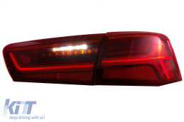 Hátsó Lámpák Full LED Audi A6 4G C7 Limousine (2011-2014) Piros/Áttetsző Facelift Design Sorozatos, Dinamikus LED irányjelzőkkel-image-6042658
