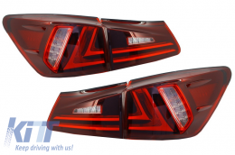 Hátsó lámpák Full LED LEXUS IS XE20 (2006-2012) fénycső Facelift New XE30 piros áttetsző-image-6025901
