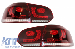 Hátsó lámpák FULL LED Volkswagen Golf 6 VI (2008-up) R20 Design dinamikus sorozatos kanyarodó lámpa cseresznye piros-image-6033098
