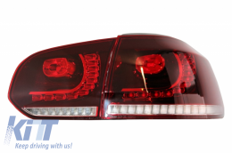 Hátsó lámpák FULL LED Volkswagen Golf 6 VI (2008-up) R20 Design dinamikus sorozatos kanyarodó lámpa cseresznye piros-image-6033100