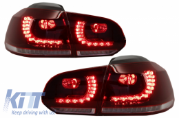 Hátsó lámpák FULL LED Volkswagen Golf 6 VI (2008-up) R20 Design dinamikus sorozatos kanyarodó lámpa cseresznye piros-image-6033103