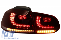 Hátsó lámpák FULL LED Volkswagen Golf 6 VI (2008-up) R20 Design dinamikus sorozatos kanyarodó lámpa cseresznye piros-image-6033107