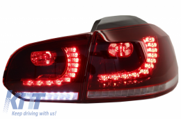Hátsó lámpák FULL LED Volkswagen Golf 6 VI (2008-up) R20 Design dinamikus sorozatos kanyarodó lámpa cseresznye piros-image-6033111