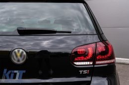 Hátsó lámpák FULL LED Volkswagen Golf 6 VI (2008-up) R20 Design dinamikus sorozatos kanyarodó lámpa cseresznye piros-image-6089771