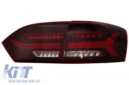 Hátsó lámpák LED VW Volkswagen Jetta Mk6 VI (2012-2014) dinamikus folyamatos kanyarodó lámpák  piros sötétített-image-6020984
