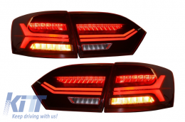 Hátsó lámpák LED VW Volkswagen Jetta Mk6 VI (2012-2014) dinamikus folyamatos kanyarodó lámpák  piros sötétített-image-6020985