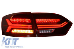 Hátsó lámpák LED VW Volkswagen Jetta Mk6 VI (2012-2014) dinamikus folyamatos kanyarodó lámpák  piros sötétített-image-6020986
