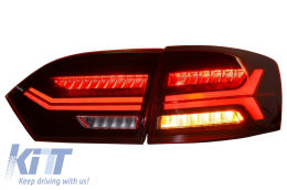 Hátsó lámpák LED VW Volkswagen Jetta Mk6 VI (2012-2014) dinamikus folyamatos kanyarodó lámpák  piros sötétített-image-6020987