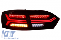 Hátsó lámpák LED VW Volkswagen Jetta Mk6 VI (2012-2014) dinamikus folyamatos kanyarodó lámpák  piros sötétített-image-6023238