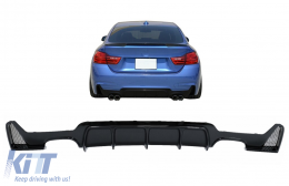 Hátsó lökhárító diffúzor BMW 4 F32 F33 F36 (2013-2019) Coupe Cabrio, M Dizájn, dupla iker kipufogóvég, zongoralakk fekete-image-6086411