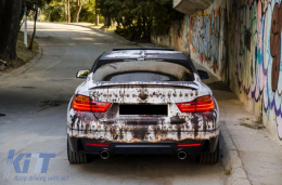 Hátsó lökhárító diffúzor és első lökhárító spoiler BMW 4 F32 F33 F36 (2013-2019) Coupe Cabrio modellekhez, M Dizájn, dupla kipufogónyílás-image-6085889