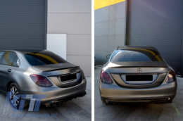 Hátsó Lökhárító Diffúzor Mercedes C-osztály W205 S205 (2014-2018) AMG C63 Look Árnyék Fekete Szabvány Lökhárítóhoz-image-6053461