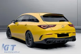 Hátsó lökhárító díszléc szett, Mercedes CLA Shooting Brake X118 / CLA Coupe C118 (2019-től), zongoralakk fekete, CLA 45S Dizájn-image-6070521