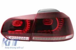 Hátsó lökhárító és cseresznyevörös teljes LED hátsó lámpa szett - VW Golf 6 VI (2008-2013) R20 Design (LHD/RHD)-image-6050992