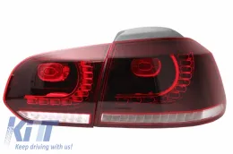 Hátsó lökhárító és cseresznyevörös teljes LED hátsó lámpa szett - VW Golf 6 VI (2008-2013) R20 Design (LHD/RHD)-image-6050996
