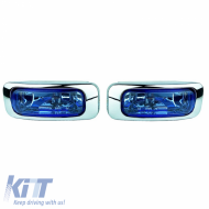 Head Lamp Universal 125x46mm H3 12V 55W LA-1100 16031 Blue/Chrome 2 Pcs