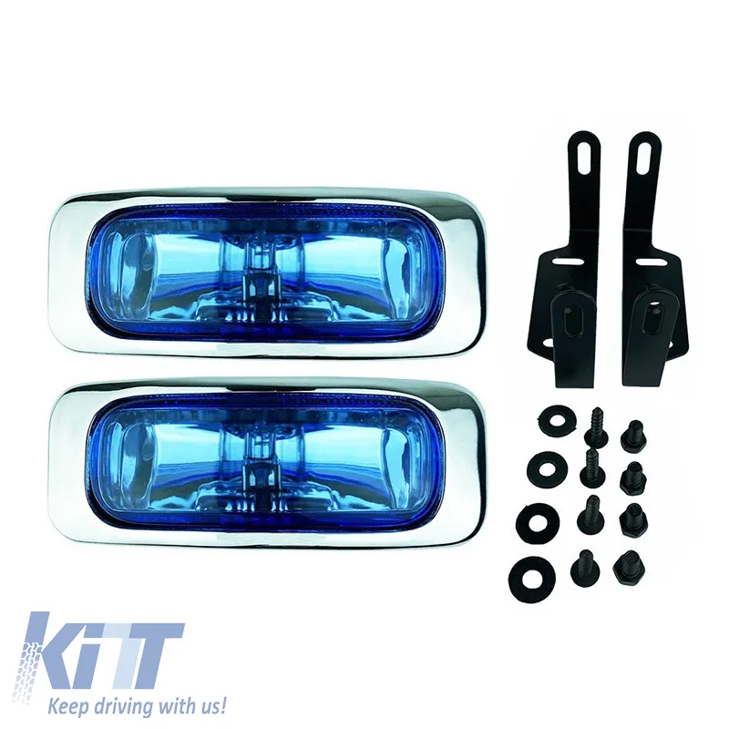 Head Lamp Universal 125x46mm H3 12V 55W LA-1100 16031 Blue/Chrome 2 Pcs