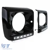 Headlight Covers Black Gloss with LED Daytime Running Lights for Mercedes G W463-image-6277891