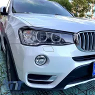 Headlight Covers Eyebrows suitable for BMW X3 F25 LCI & X4 F26 2014-2017 Painted Glossy Black 2 Pcs-image-6310392