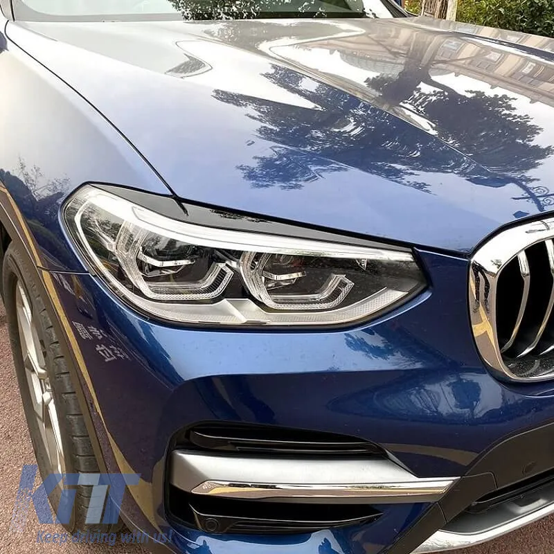 Headlight Covers Eyebrows Suitable for BMW X3 G01 & X4 G02 2018+ Painted Glossy Black 2 Pcs
