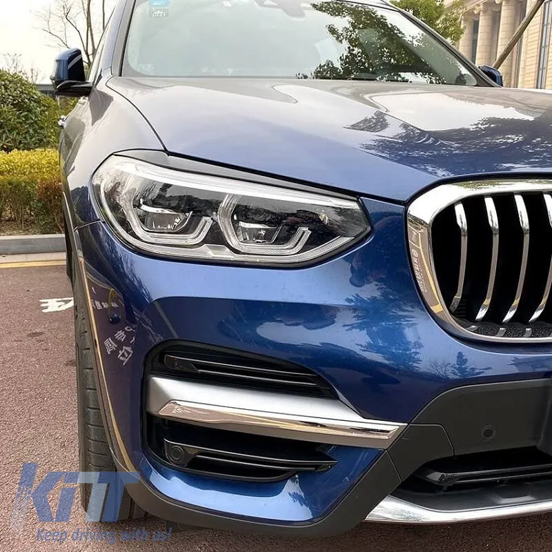 Headlight Covers Eyebrows Suitable for BMW X3 G01 & X4 G02 2018+ Painted Glossy Black 2 Pcs