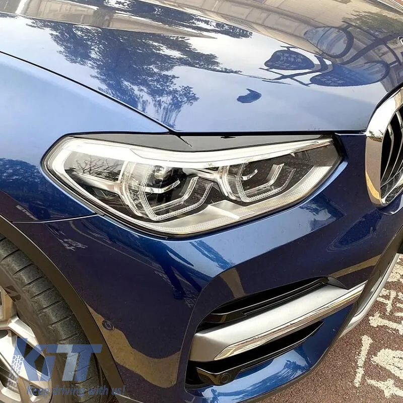 Headlight Covers Eyebrows Suitable for BMW X3 G01 & X4 G02 2018+ Painted Glossy Black 2 Pcs