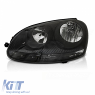 Headlight Left Suitable for VW Golf V (5) 03-08 Black GTI H7/H7 With Motor TYC