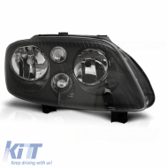 Headlight Right Suitable for VW Caddy 03-10 H7/H7 Black With Motor TYC