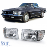 Headlight set without LWR 6-pin with white indicators for Mercedes SL R107 SLC C107 - ODHM6012378