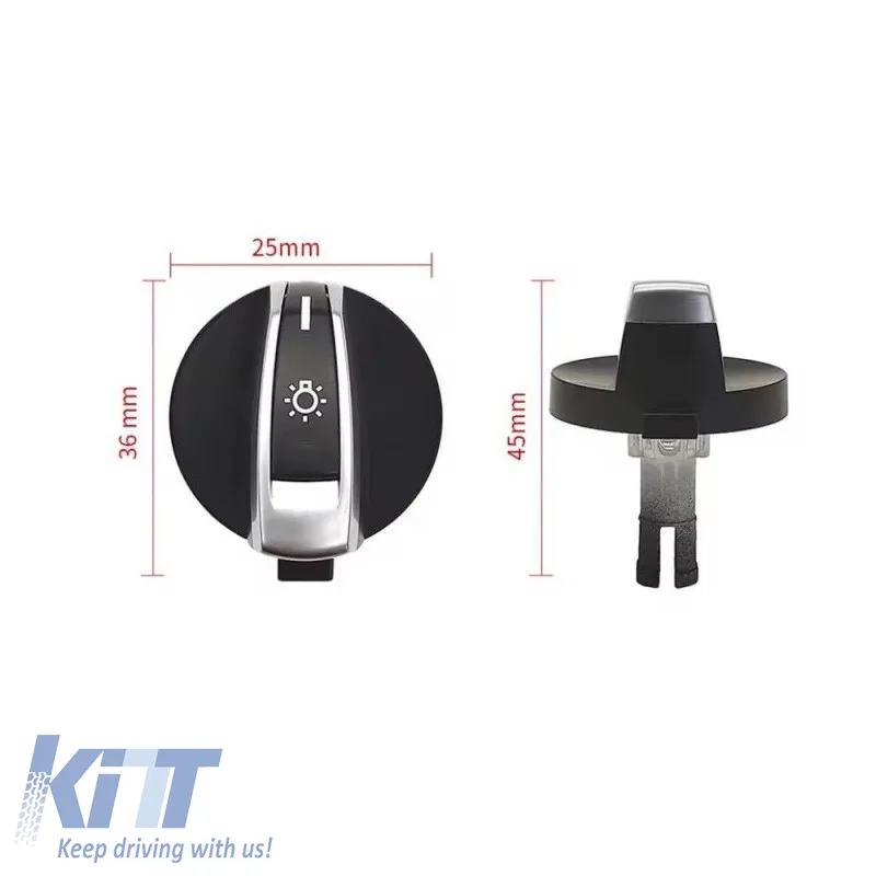 Headlight Switch Knob suitable for 5 F10 F11 / 6 F06 F12 F13 / 7 F01 F02 / X3 F25 / X4 F26 Black/Silver