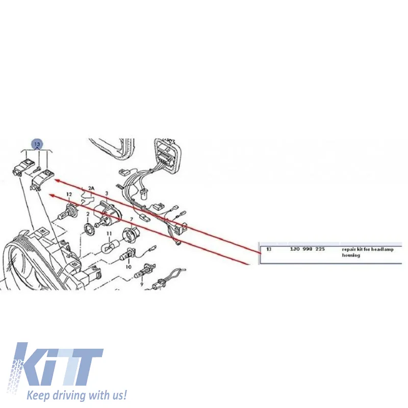 Headlight Tap Repair Left Kit suitable for VW Golf IV (4) 98-03