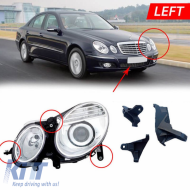 Headlight Tap Repair Left Kit suitable for Mercedes-Benz E-Class W211 02-09 3 Pieces