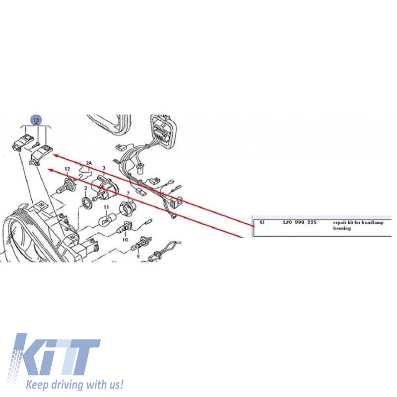 Headlight Tap Repair Right Kit suitable for VW Golf IV (4) 98-03