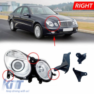 Headlight Tap Repair Right Kit suitable for Mercedes-Benz E-Class W211 02-09 3 Pieces