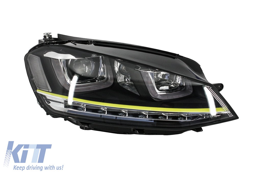 RHD Headlights 3D LED DRL suitable for VW Golf 7 VII (2012-2017