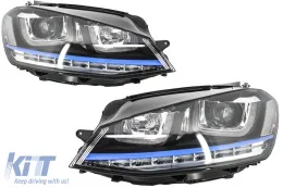 image-68-Headlights 3D LED DRL suitable for VW Golf 7 VII (2012-2017) Blue GTE Look LED Turn Light suitable for RHD