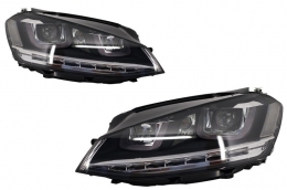 Headlights 3D LED DRL suitable for VW Golf 7 VII (2012-2017) Silver R-Line LED Flowing Dynamic Sequential Turning Lights