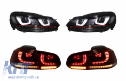 Headlights and Taillights Full LED suitable for VW Golf 6 VI (2008-2013) R20 U Design Dynamic Sequential Turning Light LHD