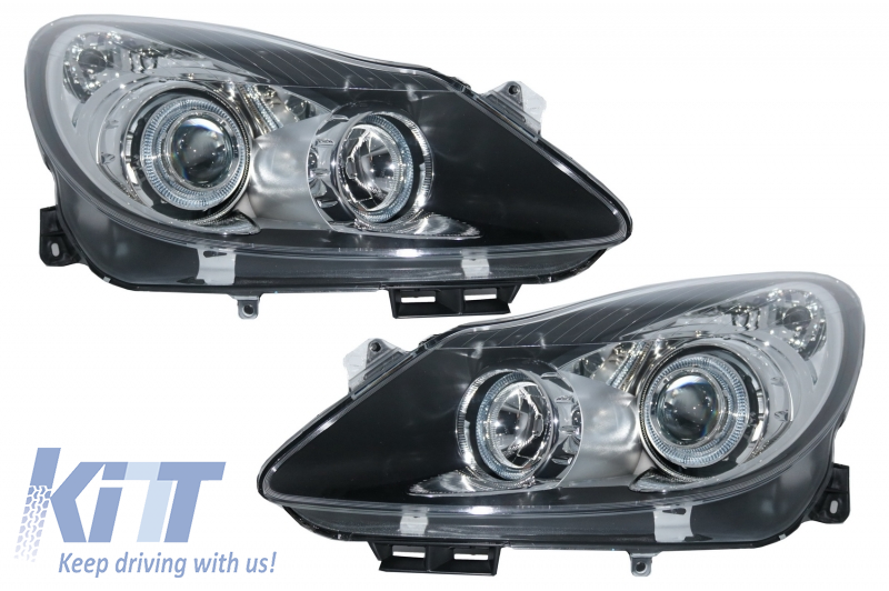 Headlights Angel Eyes 2 Halo Rims suitable for OPEL Corsa D (2006